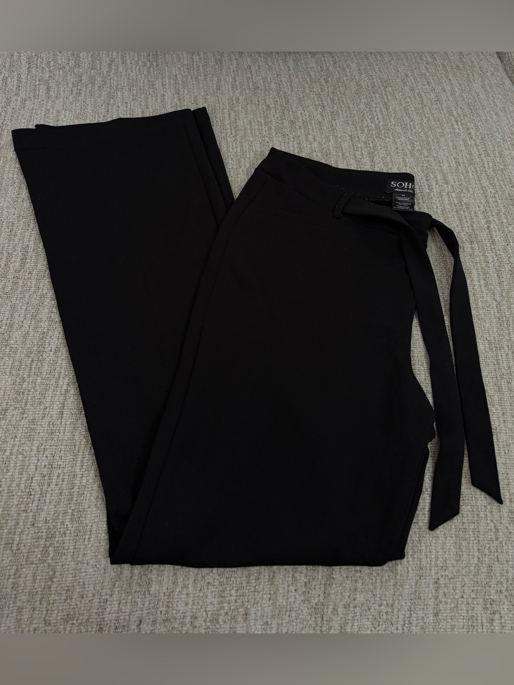 Soho Apparel Black Wide-Leg Tie-Waist Pants